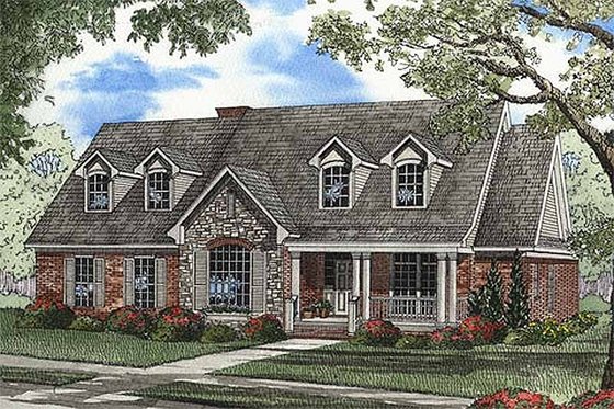 Exterior - Front Elevation 5 for Country House Plan #17-1101 - 4 bed, 3 bath