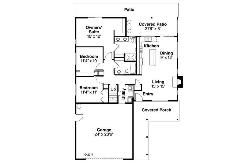 House Blueprint - Floor Plan - Main Floor for Ranch House Plan #124-956 - 4 bed, 3 bath