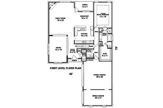 Floor Plan - Main Floor for European House Plan #81-13749 - 4 bed, 3.5 bath