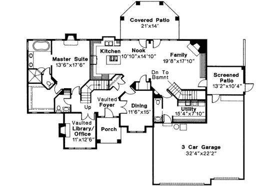 Floor Plan - Main Floor for Mediterranean House Plan #124-202 - 3 bed, 3.5 bath