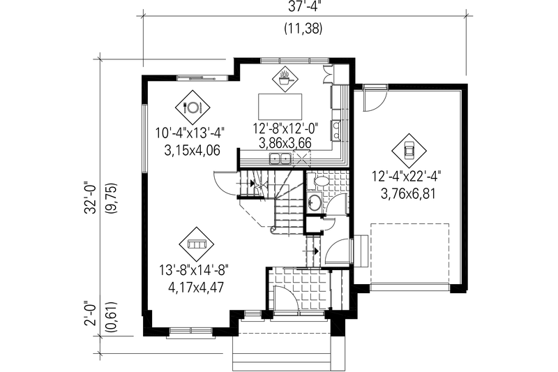 Dream House Plan - Floor Plan - Main Floor for Contemporary House Plan #25-4313 - 3 bed, 1 bath