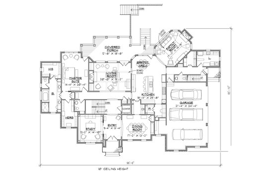 Floor Plan - Main Floor for European House Plan #1054-30 - 4 bed, 4.5 bath