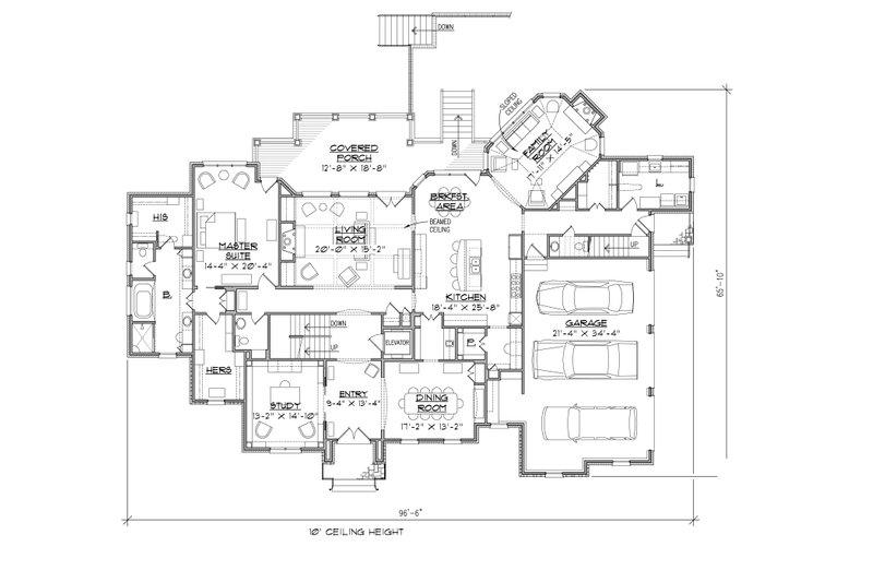 Dream House Plan - Floor Plan - Main Floor for European House Plan #1054-30 - 4 bed, 4.5 bath
