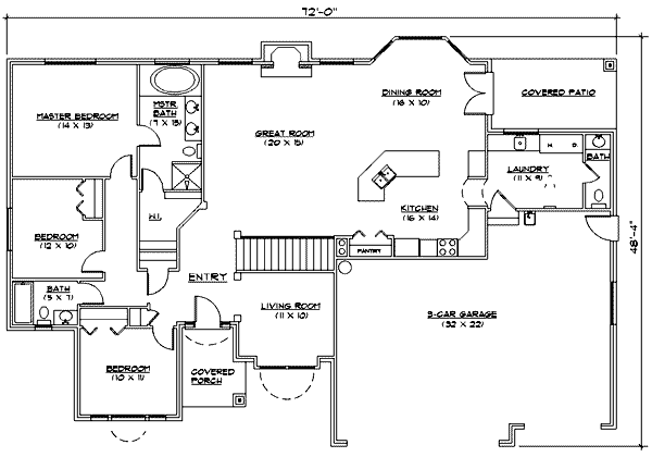 Home Plan - Traditional Floor Plan - Main Floor Plan #5-121