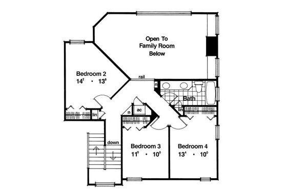 Floor Plan - Upper Floor for European House Plan #417-261 - 4 bed, 2.5 bath