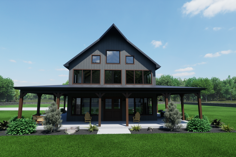 Architectural House Design - Exterior - Covered Porch 1 for Barndominium House Plan #1116-13 - 4 bed, 2.5 bath