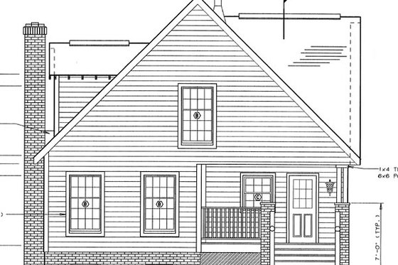 Exterior - Rear Elevation for Craftsman House Plan #312-138 - 4 bed, 2.5 bath