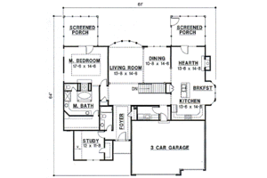 Floor Plan - Main Floor for Traditional House Plan #67-364 - 4 bed, 4 bath