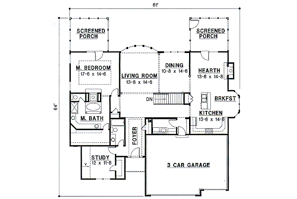 Traditional Floor Plan - Main Floor Plan #67-364