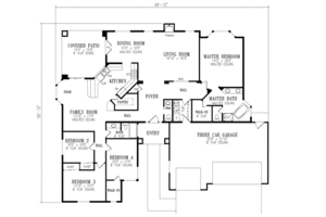 Floor Plan - Main Floor for Mediterranean House Plan #1-505 - 4 bed, 2.5 bath