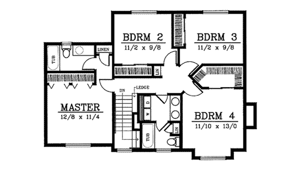 Traditional Floor Plan - Upper Floor Plan #92-211