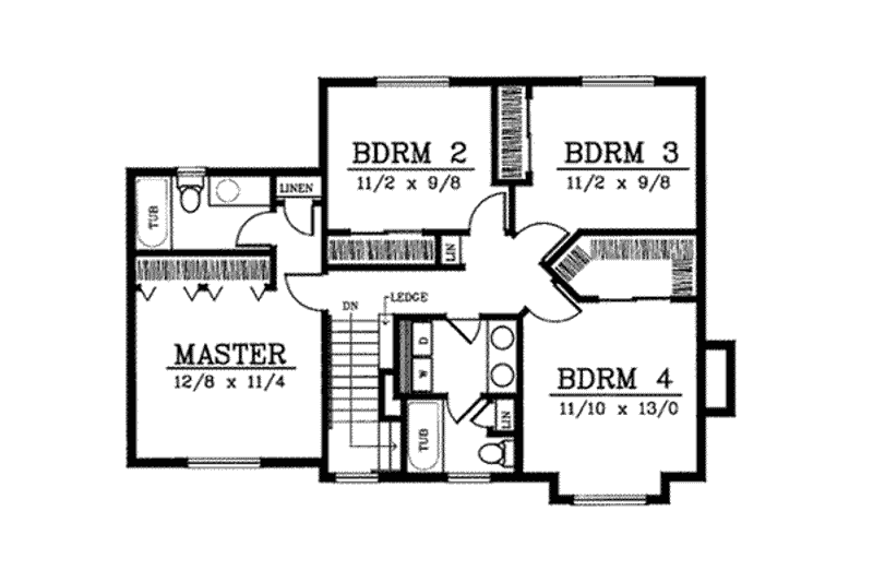 Dream House Plan - Floor Plan - Upper Floor for Traditional House Plan #92-211 - 4 bed, 2.5 bath