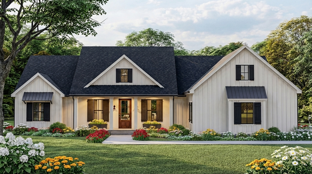 Exterior - Front Elevation 2 for Farmhouse House Plan #406-9666 - 4 bed, 2 bath
