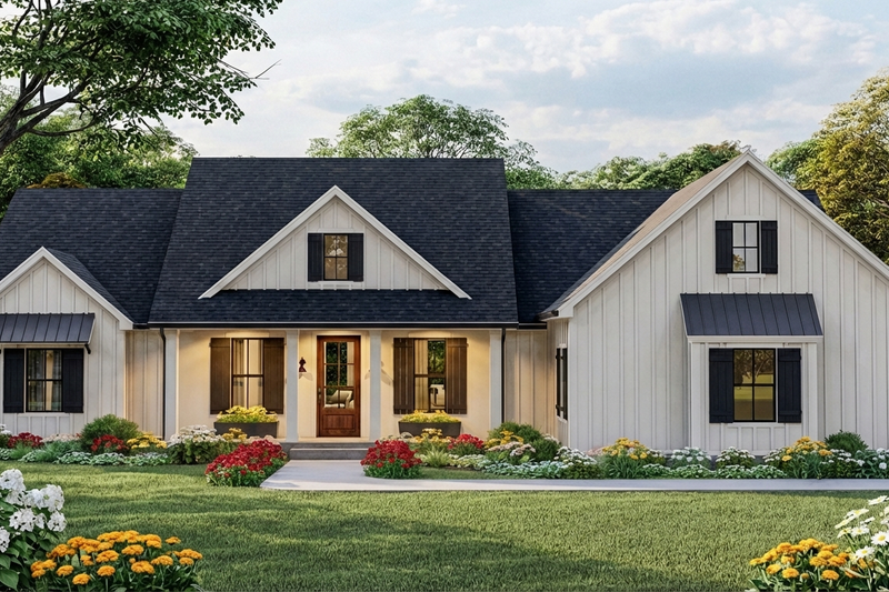 Dream House Plan - Exterior - Front Elevation 2 for Farmhouse House Plan #406-9666 - 4 bed, 2 bath