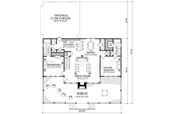 Floor Plan - Main Floor for Country House Plan #137-375 - 4 bed, 3 bath