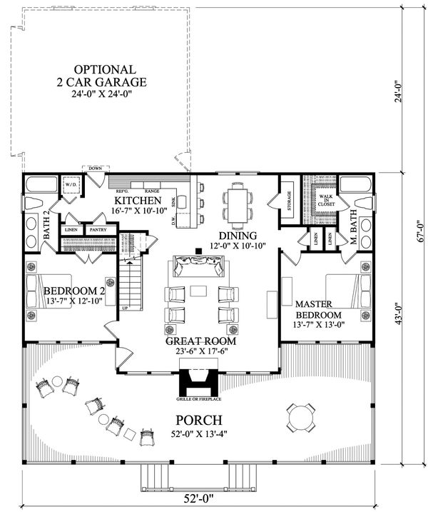Architectural House Design - Country Floor Plan - Main Floor Plan #137-375