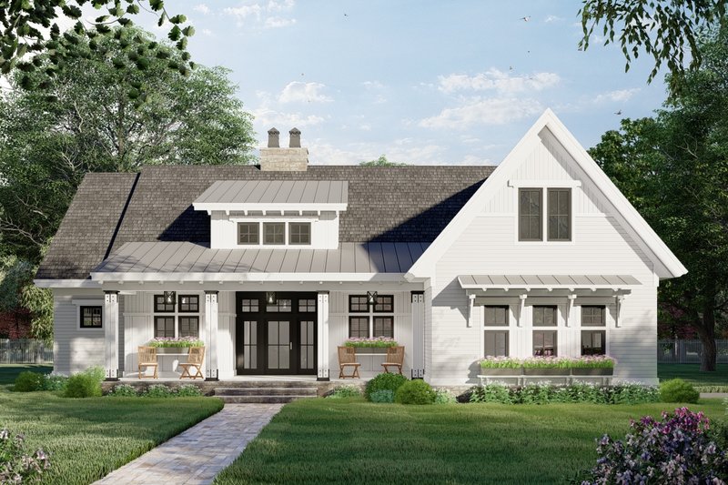 Architectural House Design - Farmhouse Exterior - Front Elevation Plan #51-1169