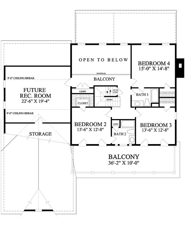 Architectural House Design - Colonial Floor Plan - Upper Floor Plan #137-288