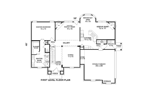 Floor Plan - Main Floor for Traditional House Plan #81-13817 - 3 bed, 2.5 bath