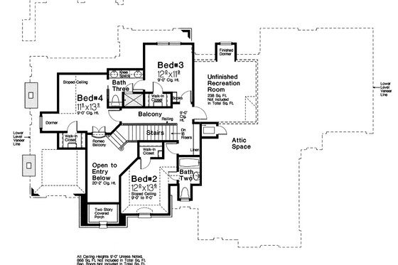 Exterior - Rear Elevation for European House Plan #310-1297 - 4 bed, 3.5 bath