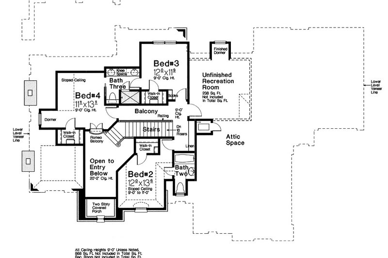 Home Plan - Exterior - Rear Elevation for European House Plan #310-1297 - 4 bed, 3.5 bath