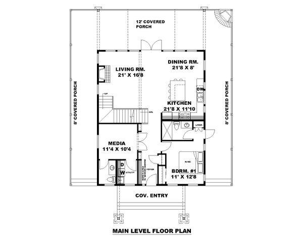 Craftsman Floor Plan - Main Floor Plan #117-1041