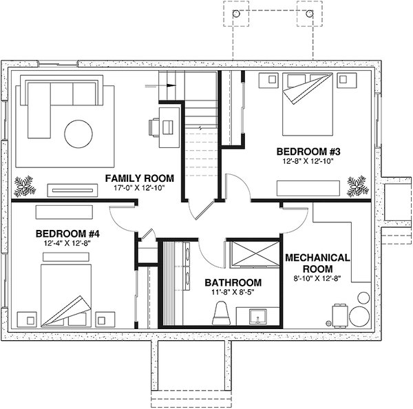 House Plan Design - Cottage Floor Plan - Lower Floor Plan #23-691