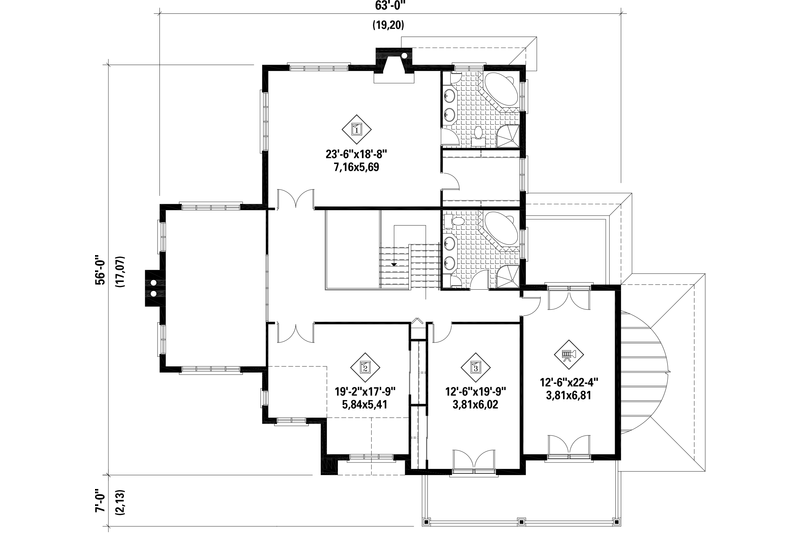 Dream House Plan - Floor Plan - Upper Floor for Traditional House Plan #25-4633 - 3 bed, 2 bath