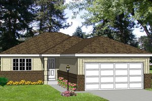 Exterior - Front Elevation 3 for Ranch House Plan #116-151 - 2 bed, 2 bath