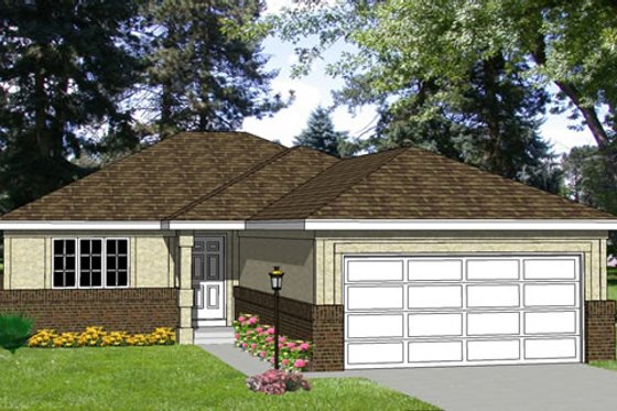 Exterior - Front Elevation 3 for Ranch House Plan #116-151 - 2 bed, 2 bath