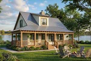 Cottage Exterior - Front Elevation Plan #17-2015