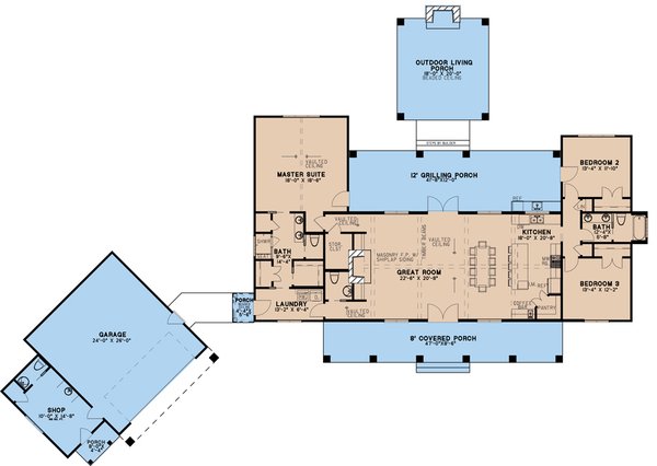 Architectural House Design - Country Floor Plan - Main Floor Plan #923-211