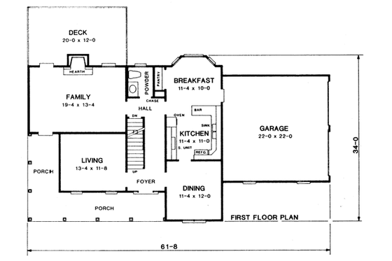 Floor Plan - Main Floor for Country House Plan #10-237 - 3 bed, 2.5 bath