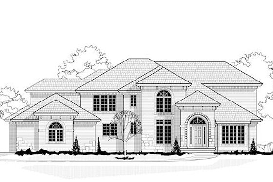 Exterior - Front Elevation for European House Plan #67-880 - 5 bed, 6.5 bath