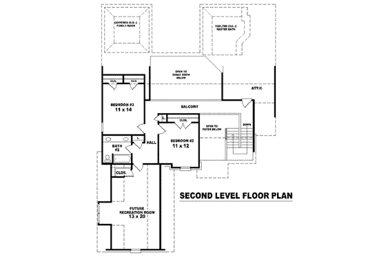 Floor Plan - Upper Floor for European House Plan #81-1048 - 3 bed, 2.5 bath
