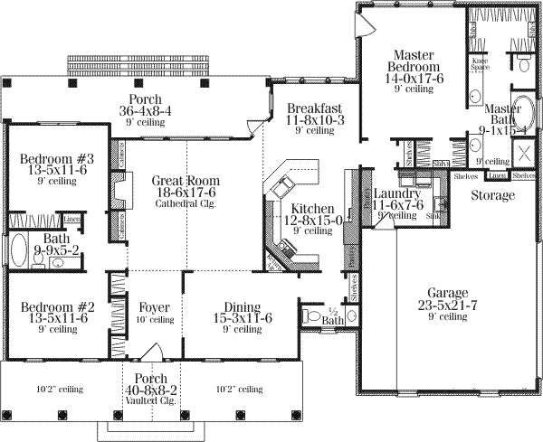 Southern Floor Plan - Main Floor Plan #406-118
