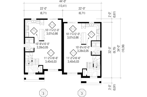 Floor Plan - Main Floor for Contemporary House Plan #25-4394 - 6 bed, 2 bath