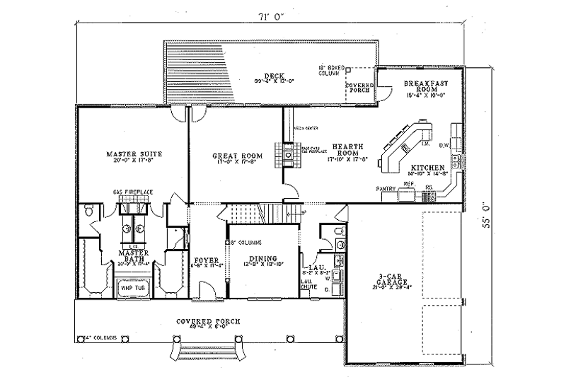 Home Plan - Floor Plan - Main Floor for Traditional House Plan #17-254 - 3 bed, 3.5 bath