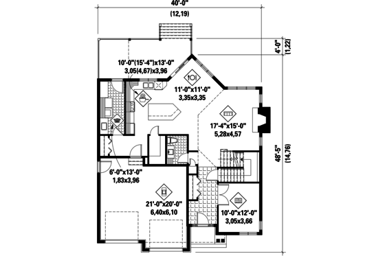 Floor Plan - Main Floor for Traditional House Plan #25-4488 - 3 bed, 2 bath