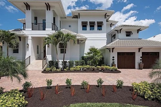 Exterior - Front Elevation for Contemporary House Plan #548-65 - 4 bed, 4.5 bath