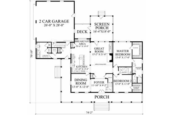 Floor Plan - Main Floor for Cottage House Plan #137-412 - 4 bed, 3.5 bath