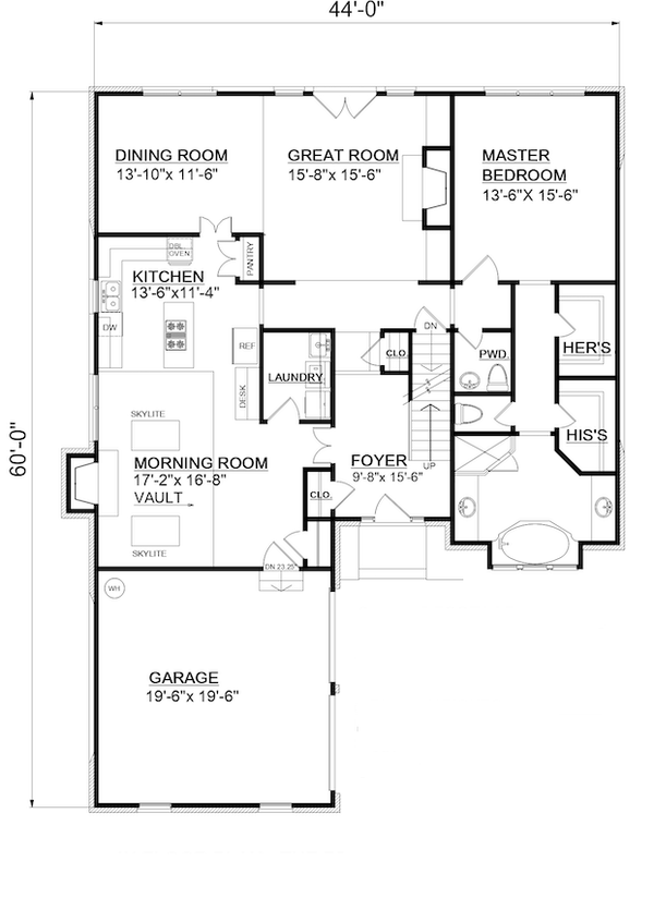 Architectural House Design - Traditional Floor Plan - Main Floor Plan #30-366