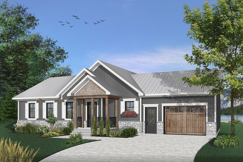 Dream House Plan - Exterior - Front Elevation 6 for Ranch House Plan #23-2652 - 2 bed, 1 bath