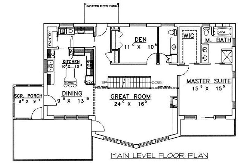 Architectural House Design - Floor Plan - Main Floor for Contemporary House Plan #117-521 - 3 bed, 2.5 bath