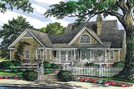 Exterior - Rear Elevation for Country House Plan #929-225 - 3 bed, 2 bath
