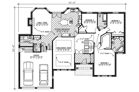 Floor Plan - Main Floor for European House Plan #138-303 - 3 bed, 2.5 bath