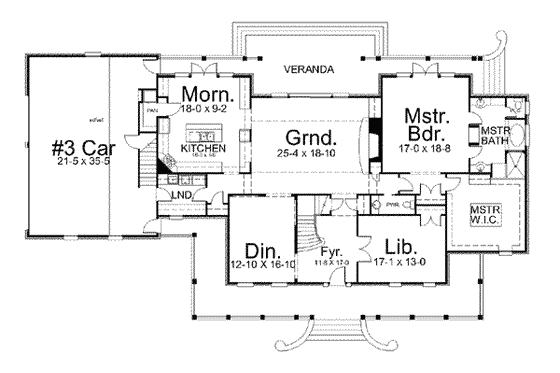Floor Plan - Main Floor for Country House Plan #119-224 - 4 bed, 3 bath