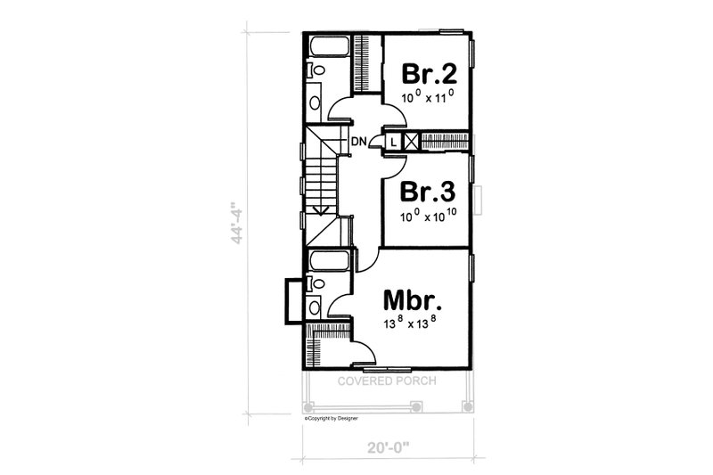 House Blueprint - Floor Plan - Upper Floor for Traditional House Plan #20-1702 - 3 bed, 3 bath