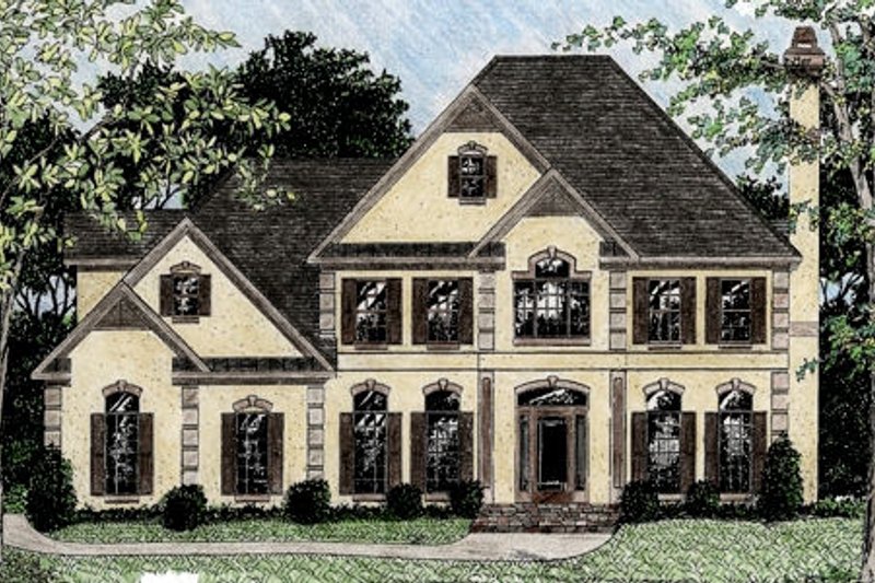 European Style House Plan - 4 Beds 3.5 Baths 2897 Sq/Ft Plan #56-202