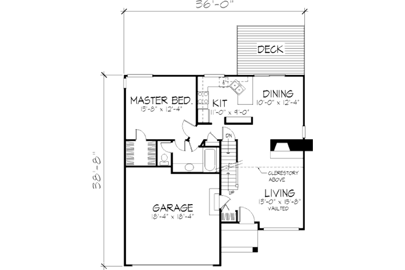 Home Plan - Floor Plan - Main Floor for Country House Plan #320-347 - 2 bed, 2 bath